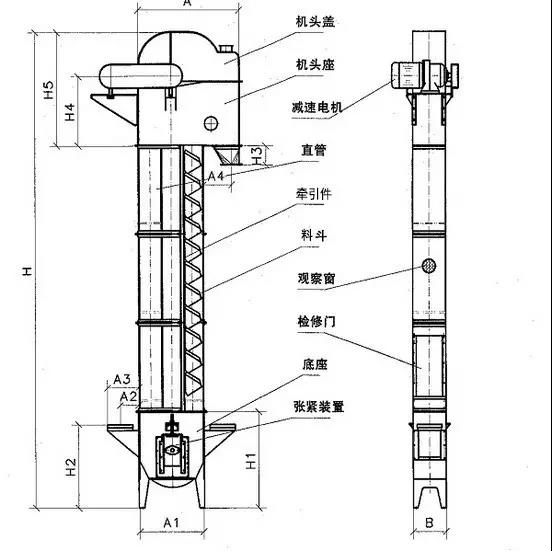 糧食玉米斗式提升機圖紙